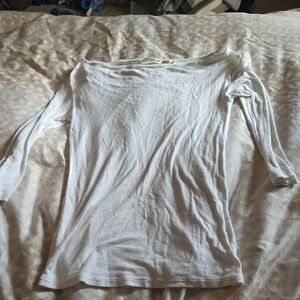 Michael Stars White Fitted Blouse 3/4-Length Sleeves